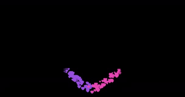 Siyah Arka Planda Pembe Mor Kalp Animasyonundan Yapılmış Bir Kalp — Stok video