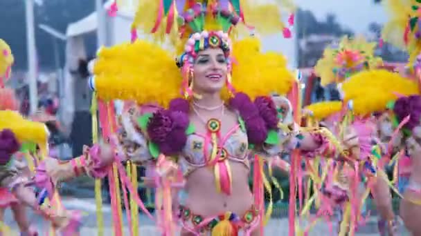Estarreja Portugal 2024 Traditionell Årlig Vinterkarneval Estarreja Samba Portugal Dräktmusik — Stockvideo