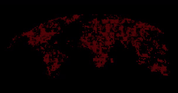 Digitális Világ Pontozott Világtérkép Sötét Háttérrel Globe Világ Térkép Zökkenőmentes — Stock videók
