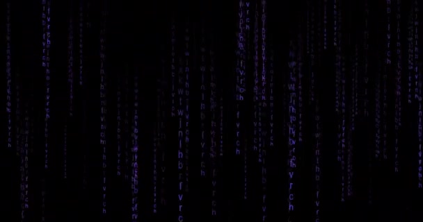Siyah Arka Planda Semboller Yağmuru Kod Etkisi Animasyonu Yağıyor Şifreleme — Stok video