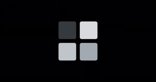 シンプルなループアニメーションのロードアイコン 黒い背景にシンプルな丸められた正方形の幾何学的なローダーアニメーション — ストック動画