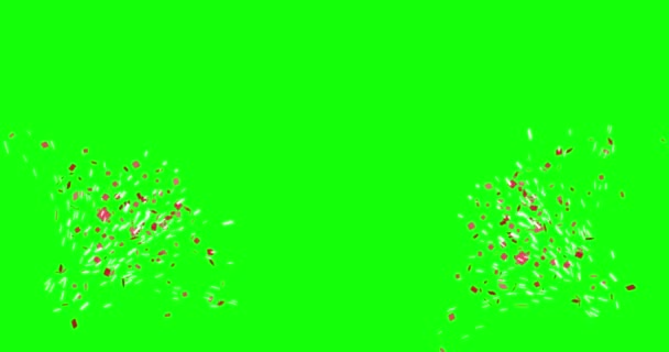 Конфітті Або Анімація Феєрверків Ізольовані Зеленому Тлі Святкове Свято Барвиста — стокове відео