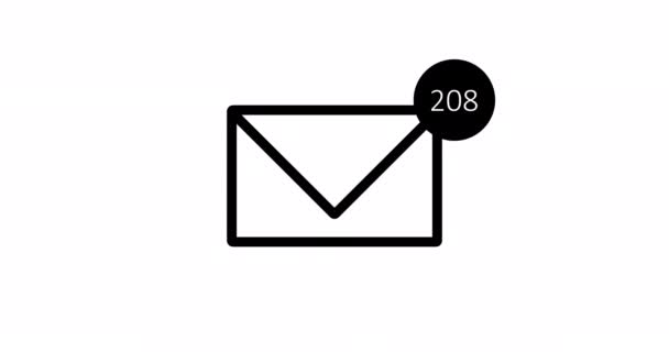 Κινούμενο Σχέδιο Φακέλου Ηλεκτρονικού Ταχυδρομείου Αυτόματο Αριθμό Καταμέτρησης Κύκλο Λευκό — Αρχείο Βίντεο
