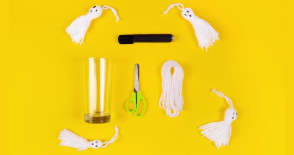 Video Instruction Halloween Diy Concept How Make Cute Garland Ghosts — Stock Video