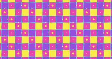 Geometrik döngü soyut arkaplan. Modern Animasyon Geometrik desen veya arkaplan. 4K çözünürlüklü geometrik hareket tasarımı. Çemberler, kareler ve üçgenler ile soyut hareket eden şekiller.