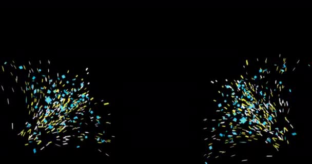 Κονφετί Πυροτεχνήματα Animation Απομονώνονται Μαύρο Φόντο Γιορτινές Διακοπές Πολύχρωμες Κινούμενα — Αρχείο Βίντεο