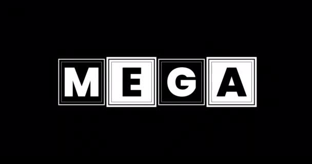 メガセールという言葉を使った3Dキネティックタイポグラフィ 単語メガセールで回転する3Dキューブのアニメーション — ストック動画