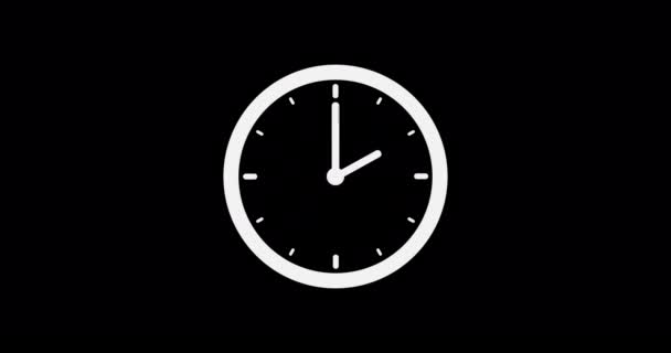 Prosta Animacja Ikony Zegarka Czarnym Tle Zegar Odlicza Godziny Dobę — Wideo stockowe