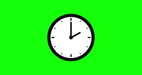 Enkel Ikon Titta Animation Grön Bakgrund Klockan Räknar Ner Timmars — Stockvideo