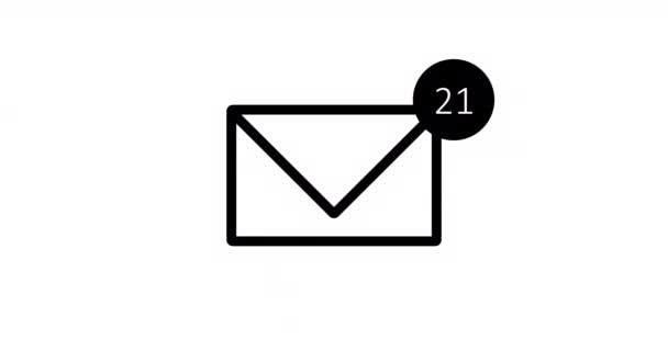 动画电子邮件信封与自动计数数字在圆周 背景为白色 交付后概念 在白色背景上发送Email图标动画 发送和接收讯息概念 图库视频