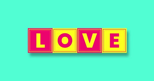 Κινητική Τυπογραφία Λέξεις Μίσος Αγάπη Κινούμενα Σχέδια Των Περιστρεφόμενων Κύβων — Αρχείο Βίντεο