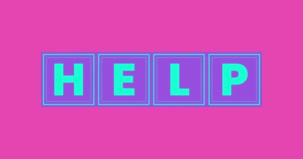 Кінетична Типографія Словом Help Анімація Обертання Кубиків Словом Help Стокове Відео 