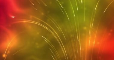 Parçacık çizgileri hareket arkaplanı. Renkli neon arka planda parçacıkların ve ışıldayan ışınların animasyonu. 4K çözünürlük soyut parçacık canlandırmalı arkaplan .