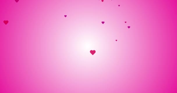 Bright Pink Hearts Animation Valentines Day Greeting Love Video Romantic — Stock Video