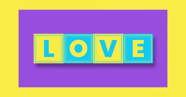 Typographie Cinétique Avec Des Mots Haine Amour Animation Cubes Rotatifs — Video