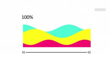 Canlandırılmış Alan grafiği beyaz arkaplanda izole edildi. Beyaz arkaplanda animasyon Infographic. Animasyon pasta grafikleri. Yüksek kalite 4k hareket tasarımı