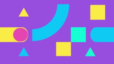 Soyut döngü geometrik hareket tasarımı. Parlak renklerde geometrik şekil animasyonu. 4K çözünürlüklü geometrik desen