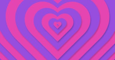 Optik ilüzyon kalp geçmişini döndür. Hipnotik kalp modelini hızlı hareket ettiriyor. Sevgililer Günü konsepti için psikedelik kalpler. Romantik arkaplan.