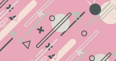 Geometrik şekil soyut döngü animasyonu. Sonsuzluk Hareketi Grafik Şekilleri pembe arka planda döngü canlandırması.