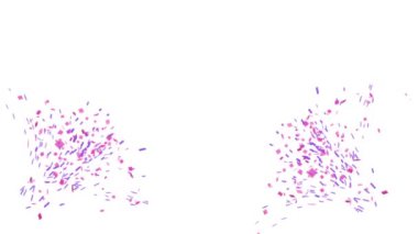 Konfeti ya da havai fişek animasyonu beyaz arka planda izole edilmiş. Konfetiyle bayram renkli animasyonları. Sancak animasyonunu kopyalama alanı ile selamla.