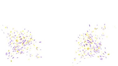 Konfeti ya da havai fişek animasyonu beyaz arka planda izole edilmiş. Konfetiyle bayram renkli animasyonları. Sancak animasyonunu kopyalama alanı ile selamla.