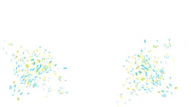 Konfeti ya da havai fişek animasyonu beyaz arka planda izole edilmiş. Konfetiyle bayram renkli animasyonları. Sancak animasyonunu kopyalama alanı ile selamla.