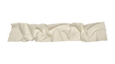 Beyaz kâğıttan yapılmış viski, parlak yapışkan bant, beyaz arka planda izole edilmiş kendi kendine yapıştırıcı bant. Kopyalama alanı olan pankart.