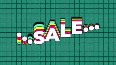 Satış dalgalı parlak döngü animasyonu. Kelime satışı koyu yeşil arka planda hareketli siyah açgözlülükle canlandırıldı.