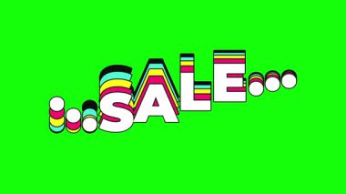 Satış dalgalı parlak döngü animasyonu. Yeşil arkaplanda kelime satışı canlandırıldı.