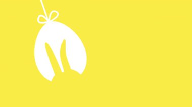 Komik bir Paskalya arkaplanı, kulakları komik bir şekilde hareket eden ve sarı arka planda yer alan bir Paskalya tavşanı. Komik bir Paskalya tavşanı ile hareket eden Paskalya yumurtası