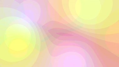 Yumuşak bir pastel soyut gradyan animasyonu, akış eğrileri ve üst üste binen daireleriyle, sıcak sarı, pembe ve şeftali tonlarıyla, modern yaratıcı tasarımlar için mükemmel.