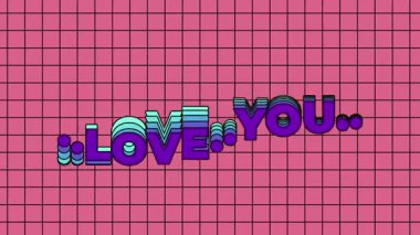 Dalgalı bir şekilde soyut, pembe arka plandaki hareketli açgözlülük animasyonunu seviyorum. Sevgililer Günü animasyonunu seviyorum. Seni seviyorum Mektup