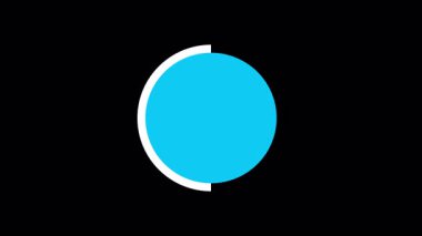 Siyah arkaplan üzerinde parlayan beyaz bir kenarı olan mavi dairesel işaretleme simgesinin canlandırılması, onay, onay veya başarılı eylem simgesi.