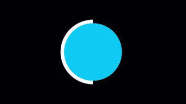 Siyah arkaplan üzerinde parlayan beyaz bir kenarı olan mavi dairesel işaretleme simgesinin canlandırılması, onay, onay veya başarılı eylem simgesi.