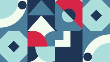 Animated Geometric pattern or background loop. 4K resolution geometric motion design in bright colors. Moving abstract shapes background or pattern.