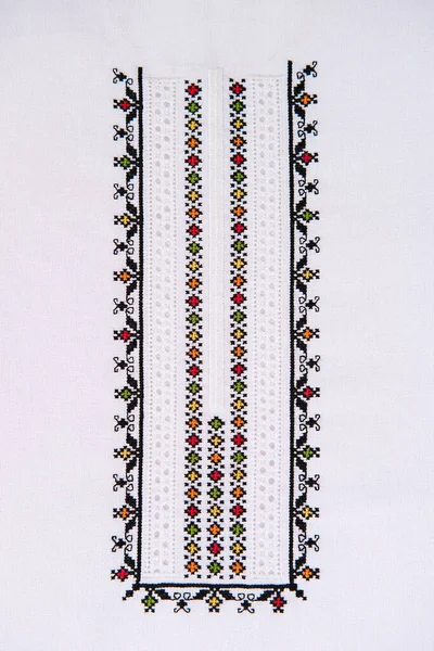 Oekraïense Geborduurde Folk Ornament Etnische Slijtage Ontwerp Geometrische Versiering Geborduurd — Stockfoto