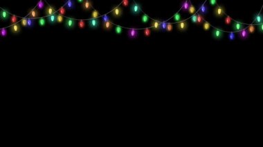 Siyah arka planda Noel süsleri. Kış tatili ve parti dekorasyonları için döngü animasyonu. 4k