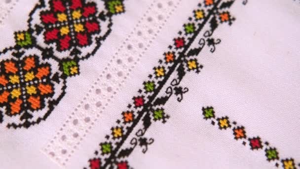 Ucraniano Bordado Ornamento Patrón Popular Diseño Texturas Étnicas Adorno Geométrico — Vídeos de Stock