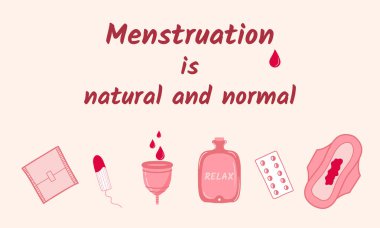 Adet Farkındalığı Bayrağı Kadın Hijyen Ürünleri ve Motivasyon Mesajı.