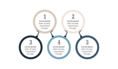 Daire dizaynlı 5 seçenek veya adımlı bilgi. İş konsepti için bilgi grafikleri.