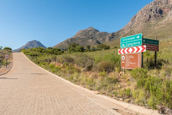 Algeria South Africa Sep 2022 Directional Distance Signs Algeria Resort — Stock Photo, Image