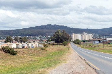 Bredasdorp, South Africa - Sep 23, 2022: View of Bredasdorp in the Western Cape Province as seen from road R319 to Swellendam. Zwelitsha township is visible to the left
