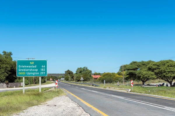 Campbell Sudáfrica Febrero 2023 Una Señal Distancia Carretera Campbell Gente — Foto de Stock