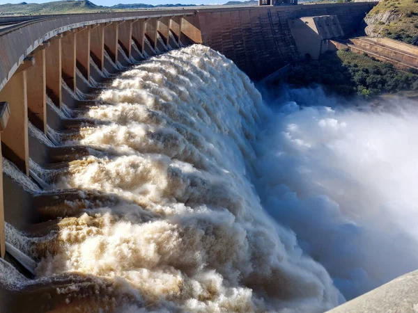 Gariep Dam Overflowing Dam Largest South Africa Orange River Border — ストック写真