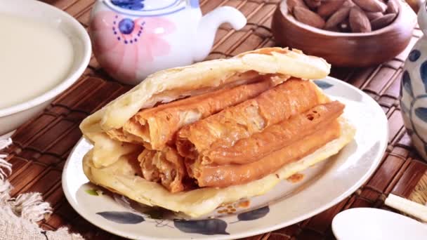 Comida Tradicional China Rollos Horno Arcilla Pan Frito — Vídeos de Stock