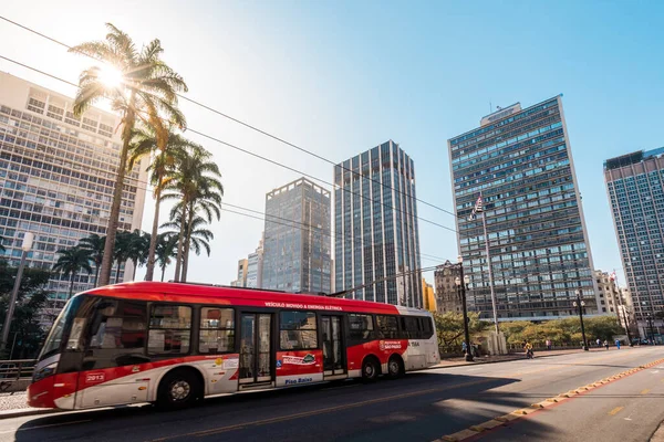 Сан Паулу Бразилия Июля 2022 Года Электрический Троллейбус Центре Города — стоковое фото