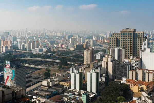 Aerial View Sao Paulo City Buildings Horizon — Stock Photo, Image