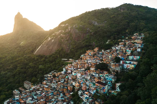 Rio Janeiro Brezilya Daki Dağ Favela Dona Marta Slum Hava — Stok fotoğraf