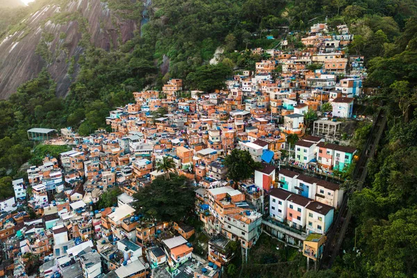 Aerial View Favela Dona Marta Slum Mountain Rio Janeiro Brazília — Stock Fotó