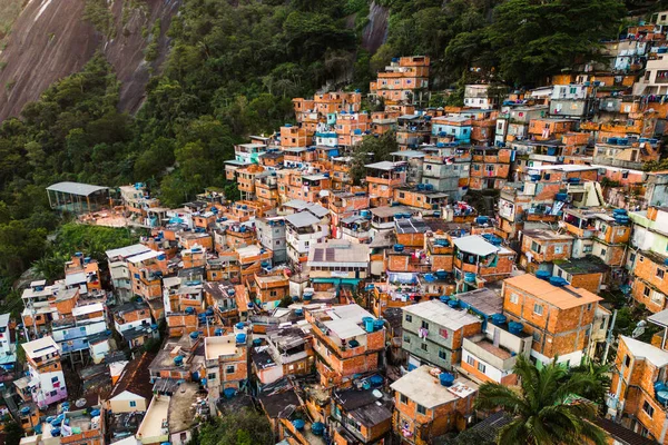 Вид Воздуха Трущобы Favela Dona Marta Горе Рио Жанейро Бразилия — стоковое фото